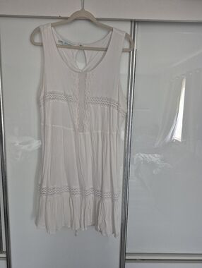 Maurices Cream Sleeveless Lace-Panel Tunic